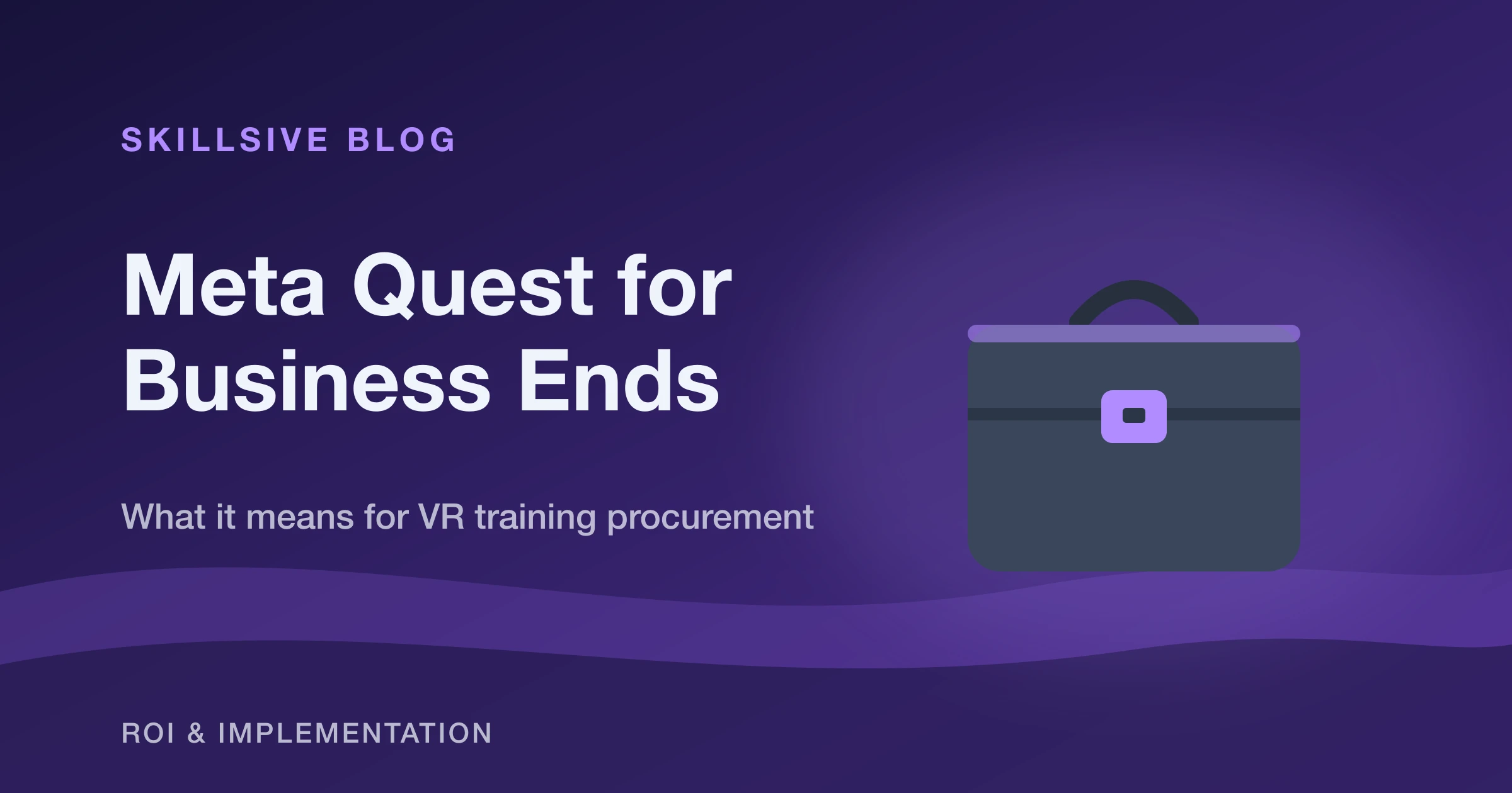Meta Quest headset next to a company org chart icon, symbolizing enterprise VR procurement